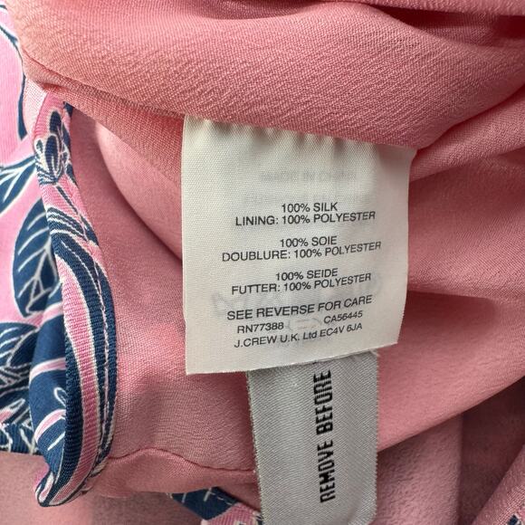 J. Crew x Abigail Borg Pink & Blue Floral 100% Silk Lined Skirt 34 x 25 Size 12 - Picture 5 of 8